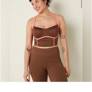 VS Pink Soft Cappuccino & Coral Flash Ultimate Corset Bra